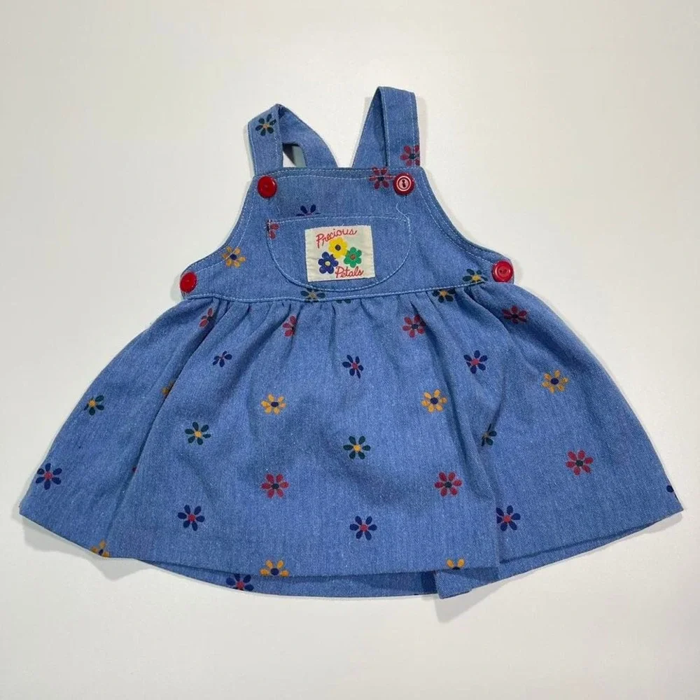 Vintage 90s Precious Petals‎ Denim Dress